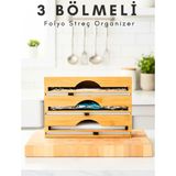 Feyza Design Bambu Organizer Streç Film ve Folyo Kesici – Pratik ve Şık Tasarım - Seçenek 1