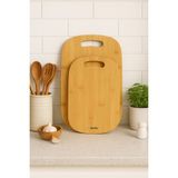 Feyza Design Bambu Oval Kesme Tahtası Çiftli Set, Dayanıklı ve Şık Tasarım - Ahşap - Ceviz - Seçenek 1