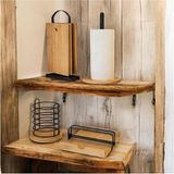 Feyza Design Bambu Siyah Metal 4'lü Set: Peçetelik, Kağıt Havluluk, Kesme Tahtası, Çatal Kaşıklık - Ahşap - Seçenek 1