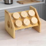 Feyza Design Bambu Standlı 6 Parça Cam Baharat Takımı, Şık ve Kullanışlı Tasarım - Seçenek 1
