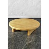 Feyza Design Bambu Tezgah Üstü Ayaklı Yuvarlak Sunum ve Kesim Tahtası 32 cm - Ahşap - Ceviz - Seçenek 1