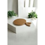 Feyza Design Bambu Yuvarlak Kesme Tahtası, Peynir, Sebze ve Sunum Için Dekoratif Tasarım - Ahşap - Ceviz - Seçenek 1