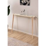 Feyza Design Bavyera 102X12CM Doğal Ağaç Traverten Taşlı Dresuar - Ahşap - Bej