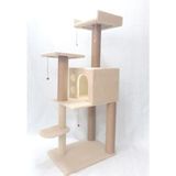 Feyza Design Bej Üç Katlı Kedi Tırmalama ve Oyun Evi Eğlenceli Tasarım - Seçenek 1