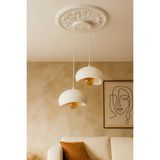 Feyza Design Beton Görünümlü 2'li Sarkıt Avize, Bohem Modern Rustik Tasarım, E27 Ampul Dahil - Ahşap - Beyaz - Seçenek 1