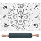 Feyza Design Beyaz 45X65 cm Silikon Hamur Açma Matı ve Bambu Saplı Silikon Merdane - Cappuccino