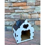Feyza Design Beyaz Ahşap Tek Katlı Dekoratif Kedi Evi Yuvası - Seçenek 1