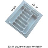 Feyza Design Beyaz Çekmece Içi Düzenleyici Kaşıklık, 55X49 Cm, Pratik ve Şık Organizatör - Ahşap - Ceviz - Seçenek 1