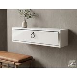 Feyza Design Beyaz Çok Amaçlı Duvara Monte Modern Mdf Dresuar ve Makyaj Masası - Ahşap - Bej - Siyah