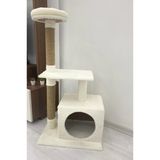 Feyza Design Beyaz Kedi Tırmalama ve Oyun Evi, Rahat ve Eğlenceli Tasarım - Seçenek 1