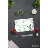 Feyza Design Beyaz Mermer Görünümlü Cam Kesme Tablası 20X30CM, Şık ve Dayanıklı Tasarım - Ahşap - Beyaz - Seçenek 1