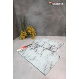 Feyza Design Beyaz Mermer Görünümlü Cam Kesme Tahtası Çift Takım 20X30 cm - Ahşap - Beyaz - Seçenek 1