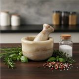 Feyza Design Beyaz Mermer Havan ve Sarımsak Ezici Seti, Şık ve Kullanışlı Tasarım - Antrasit - Seçenek 1