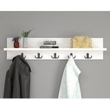 Feyza Design Beyaz Portmanto Duvar Askılığı, 80 cm Elbise Asma Rafı - Seçenek 1 - Ahşap - Beyaz