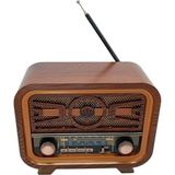 Feyza Design Bluetooth Hoparlör, Tf Kart, Şarjlı, Led, Retro Ceviz Tasarım