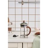 Feyza Design Borosilikat Cam French Press, Ahşap Kaşık, 600 Ml, Şık ve Dayanıklı - Seçenek 1 - Ahşap - Ceviz