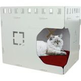 Feyza Design Büyük Ahşap Kedi Yatağı, Parlak Beyaz, 50X35 Cm, Küp Tasarım - Seçenek 1