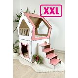 Feyza Design Büyük Ahşap Teraslı Kedi Evi, Xl Boy, 5kg ve Üzeri Kedilere Uygundur - Seçenek 1