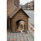 Feyza Design Büyük Boy Ahşap Köpek Kulübesi 100X100X78 Cm, Soğuğa ve Suya Dayanıklı - Ahşap - Ceviz - Seçenek 1