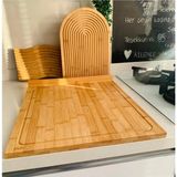 Feyza Design Büyük Boy Bambu Kesme ve Hamur Açma Tahtası 46X53 Cm, Sağlıklı ve Şık Tarz - Ahşap - Ceviz - Seçenek 1