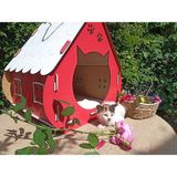 Feyza Design Büyük Boy Kırmızı Ahşap Kedi Evi, Şık ve Dayanıklı Tasarım - Seçenek 1