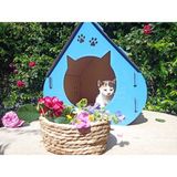 Feyza Design Büyük Boy Mavi Ahşap Kedi Evi, Konfor ve Şıklık Bir Arada - Seçenek 1
