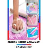 Feyza Design Büyük Boy Silikon Hamur Açma Matı 50X40 Cm, Esnek ve Dayanıklı Kullanım - Ahşap - Beyaz