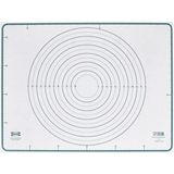 Feyza Design Büyük Boy Silikon Hamur Açma Matı 61X46, Çift Taraflı, Beyaz-Turkuaz - Altın