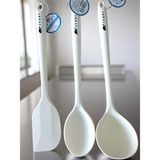 Feyza Design Büyük Boy Silikon Spatula ve Kaşık Takımı, 3’lü Set, Beyaz - Ahşap - Beyaz - Seçenek 1