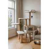 Feyza Design Büyük Katlı Kedi Oyun Evi Köşk Bej Renkli Eğlenceli Alan - Seçenek 1