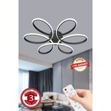 Feyza Design Büyük Siyah LED Avize, Kumandalı, Modern Papatya Tasarımı - Ahşap - Seçenek 1