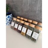 Feyza Design Cam Baharatlık Seti, Bambu Kapaklı, 21 Adet, Özel Baskı, Yüksek Kalite - Seçenek 1