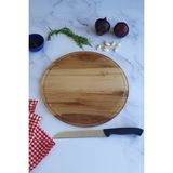 Feyza Design Cam Kesme Tahtası, Ahşap Desenli, Çap 32CM, Patentli Tasarım - Ahşap - Ceviz - Seçenek 1