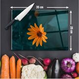 Feyza Design Cam Kesme Tahtası, Yer Elması Çiçeği, Mutfak ve Sunum Tablası - Açık Bej - Seçenek 1