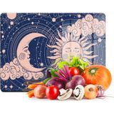 Feyza Design Cam Kesme ve Sunum Tablası, Astroloji Temalı, Şık ve Pratik Tasarım - Ahşap - Beyaz - Seçenek 1