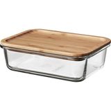 Feyza Design Cam Saklama Kabı 1 Lt, Vakumlu, Bambu Kapaklı, 21X15X7 cm - Altın - Seçenek 1