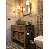 Feyza Design Cansel Ahşap Masif Ahşap Dresuar Banyo Dolabı 80X100 cm - Amber
