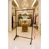 Feyza Design Çelik Konfeksiyon Elbise Askılığı, Tekerlekli ve Demonte, 150X105 cm - Seçenek 1 - Ahşap
