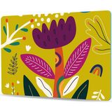 Feyza Design Çiçek Desenli Cam Kesme ve Sunum Tablası 30X40 cm - Ahşap - Beyaz - Seçenek 1