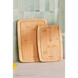 Feyza Design Çift Bambu Kesme Tahtası, 28/33 Cm, Dayanıklı ve Şık Mutfak Gereci - Ahşap - Ceviz - Seçenek 1