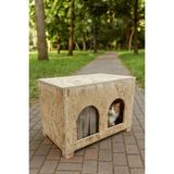 Feyza Design Çift Bölmeli Ahşap Kedi Evi, Dış Mekan Için 61X41X36 cm - Seçenek 1