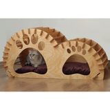 Feyza Design Çift Kişilik Ev Kedi Evi, Huş Ağacı, Marine Kontrplak, Rahat ve Şık Tasarım - Seçenek 1