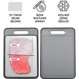 Feyza Design Çift Taraflı Paslanmaz Çelik Bıçak Bileme Aparatlı Kesme Tahtası - Seçenek 1