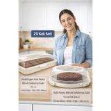 Feyza Design Çiftli 34CM Kek ve Börek Saklama ile 45CM Taşıma Fanusu Seti - Seçenek 1
