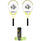 Feyza Design Çocuklar Için 19 Inç Tenis Raketi ve Çanta Seti + Profesyonel Toplar - Seçenek 1 - Altın