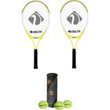 Feyza Design Çocuklar Için 19 Inç Tenis Raketi ve Çanta Seti + Toplar - Seçenek 1 - Altın