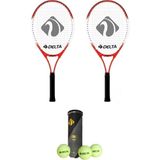 Feyza Design Çocuklar Için Tenis Seti, 2 Raket, Çanta ve Toplar, Eğlenceli Oyunlar - Altın - Turkuaz - Seçenek 1