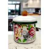 Feyza Design Çok Amaçlı 1l Emaye Kavanoz, Baharatlık, Baharat, Hediye, Yoğurt Mayalama - Ahşap - Bej