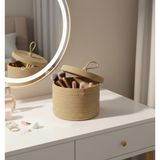 Feyza Design Çok Amaçlı Jüt Halat Kutu, 27X20, Şık ve Işlevsel Organizer Sepeti - Ahşap - Bej