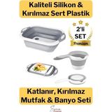 Feyza Design Çok Amaçlı Katlanır Kesme Tahtası ve Su Maşrapası 2li Set - Ahşap - Beyaz - Seçenek 1
